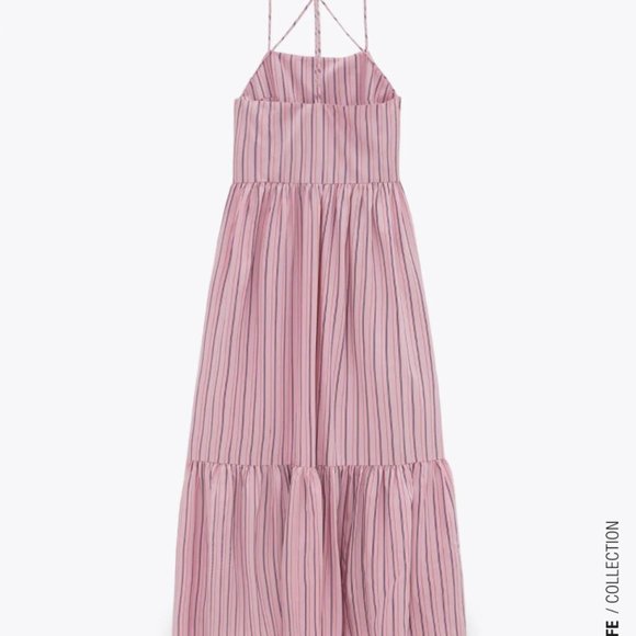 💗SALE💗 Zara Pink Striped Strappy Maxi Poplin Dress - Picture 15 of 17